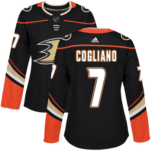 Adidas Ducks #7 Andrew Cogliano Black Home Authentic Women's Stitched NHL Jersey - Click Image to Close